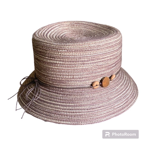 Croft & Barrow Woven Packable Bucket Hat Tweed Brown & Tan Woven Bead Accent - Picture 2 of 12